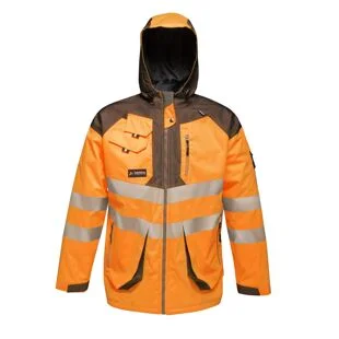 Regatta Hi-Vis Waterproof Reflective Parka Jacket Orange Grey