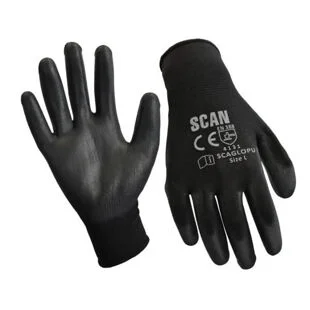 Black PU Coated Gloves (12 pack)
