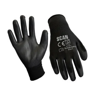 Scan Black PU Coated Gloves XL SCAGLOPU240X